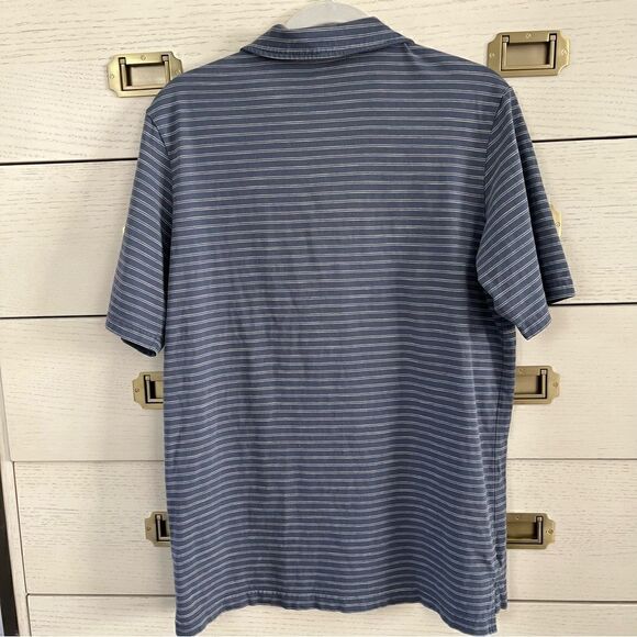 L.L.Bean Men Lakewashed Organic Cotton Polo Short-Sleeve Stripe Blue Size Medium - Picture 5 of 6